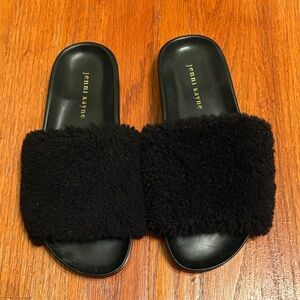 Jenni Kayne Black Plush Slippers